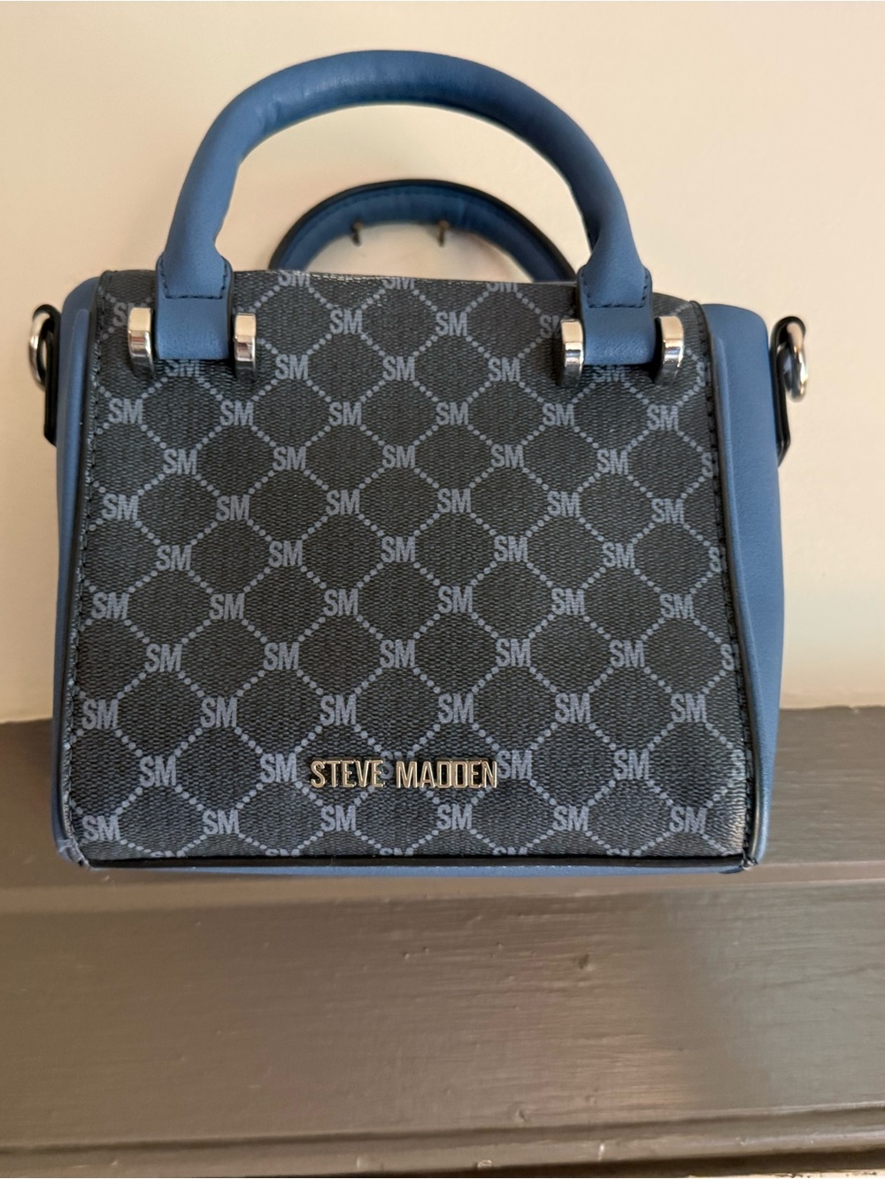 Steve Madden Blue and Black Mini Top-Handle Bag